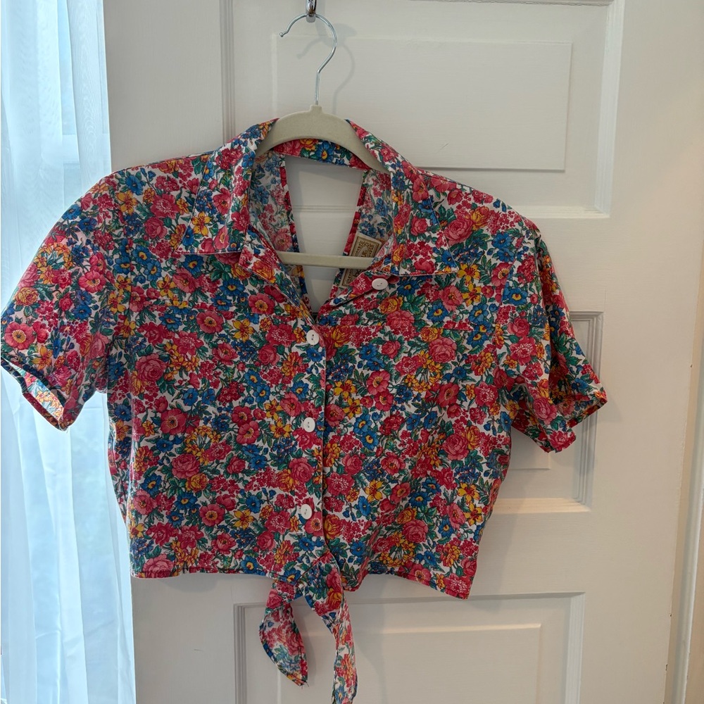 Floral Crop Top with Tie Front